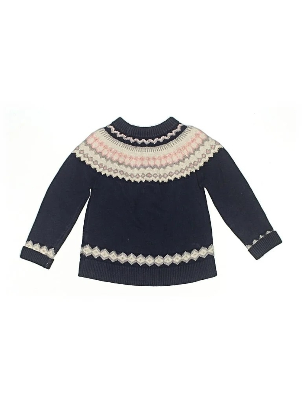 Crewcuts Fair Isle Sweater with Navy, Cream & Pink